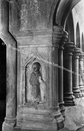 FRIARY IN THE CLOISTERS CARVING OF ST FRANCIS IN N.E. ANGLE PIER